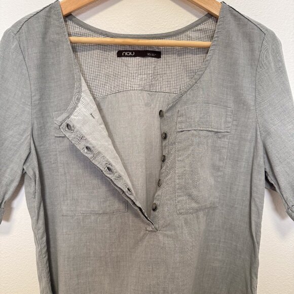 Nau Organic Cotton & Tencel Blend Light Gray Short Sleeve Top Size XS - Picture 4 of 10